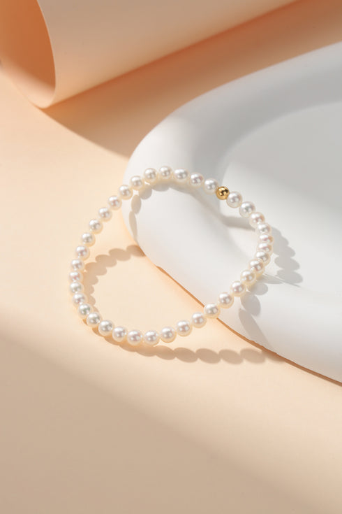 4-5mm Freshwater Pearl Bracelet 18K Gold Ball - House Of Pearls